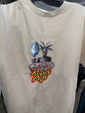 Travis Scott Beige Reese's Puffs Graphic Short Sleeve Tee